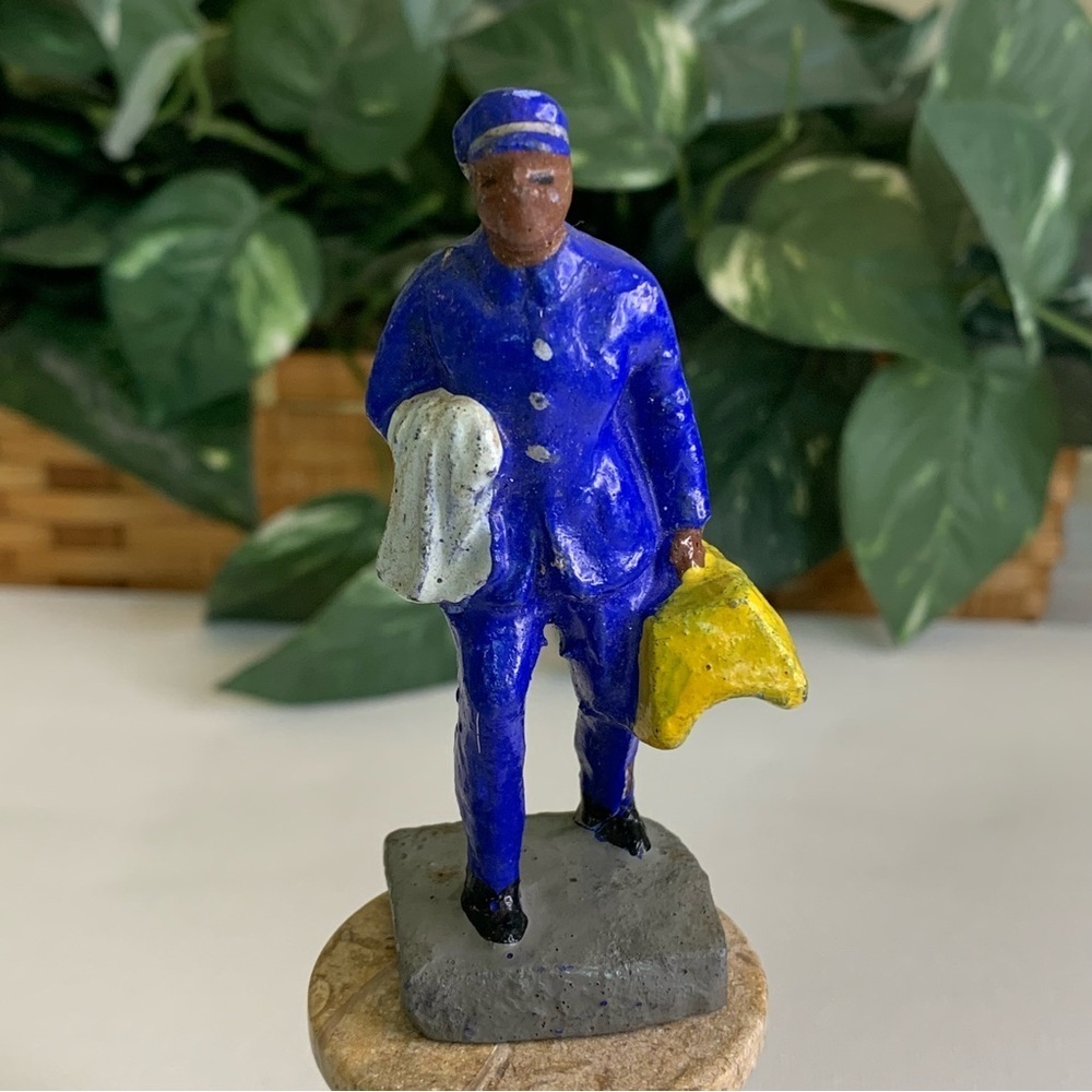 Antique Composition Figure J Hill Dining Car Attendant Toy Trico Figurine Japan
